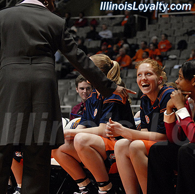 Stephanie Chelleen shares a laugh with coach Law.