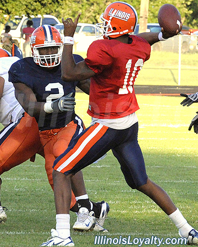 Martez Wilson - Eddie McGee - Illini football - Camp Rantoul scrimmage