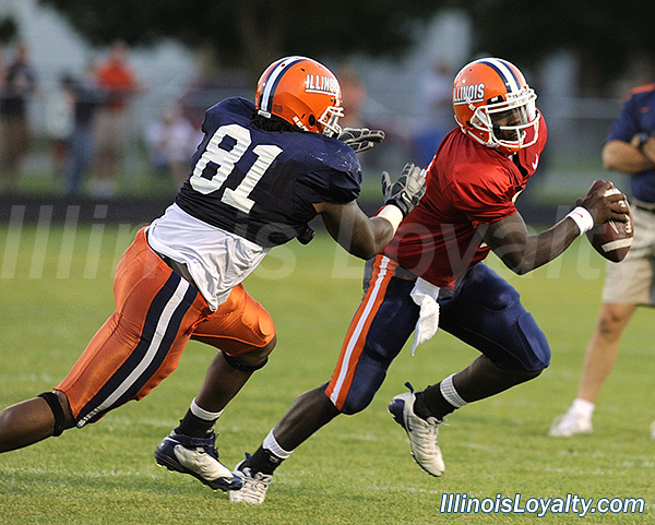Will Davis - Juice Williams - Illini football - Camp Rantoul scrimmage