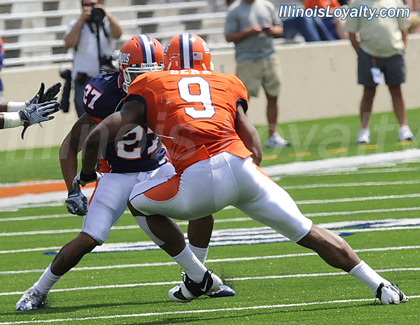 Illini football - Arrelious Benn approaches Antonio Gully