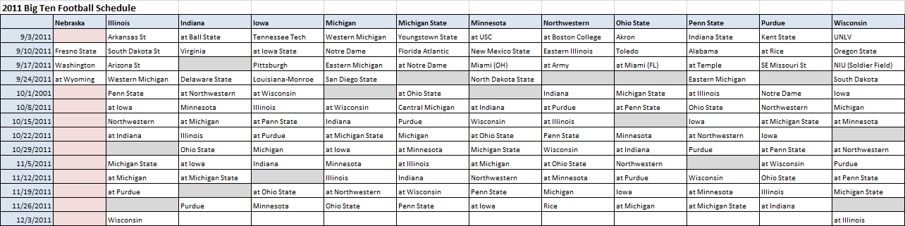 Fighting Illini Football The 2011 Big Ten Football Schedule In An Easy 