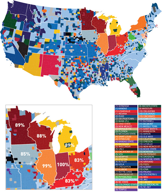 Facebook data give us the best fandom map of the NCAA Tournament