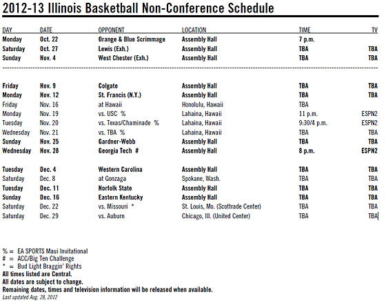 2012 Illini basketball non-conference schedule