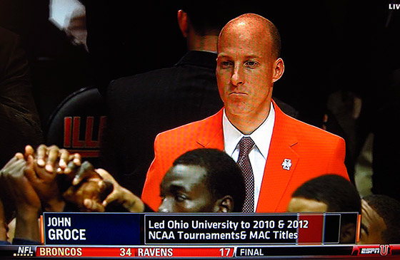 John Groce in the orange blazer