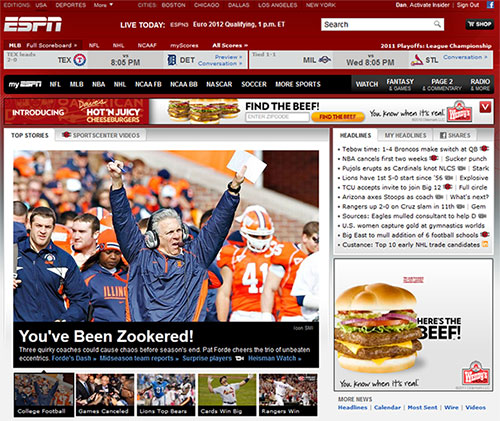 Illinois Fighting Illini on the ESPN.com front page