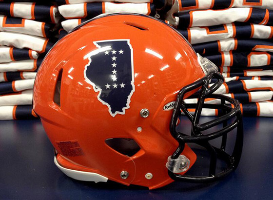 Illinois football state outline military helmet