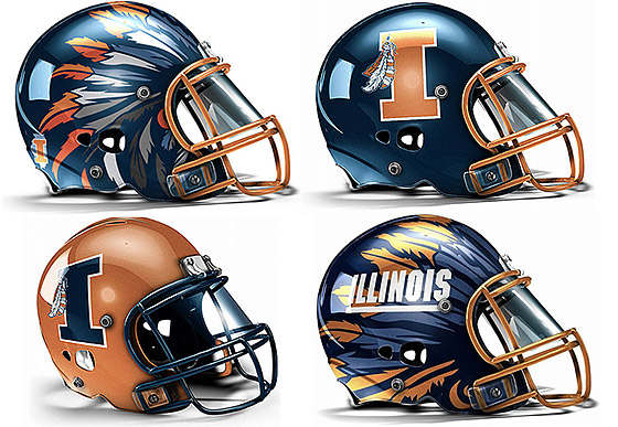 Illini football feather helmets design concept