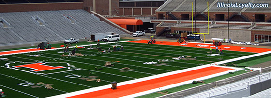 Memorial Stadium Illinois new turf installation
