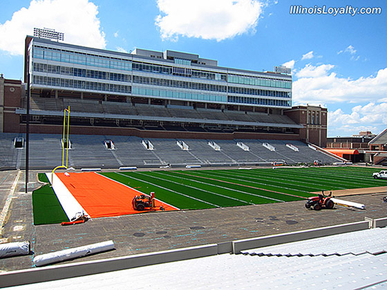 Memorial Stadium Illinois new turf installation