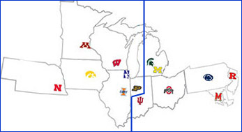 New Big Ten B1G Divisions - Purdue to the West