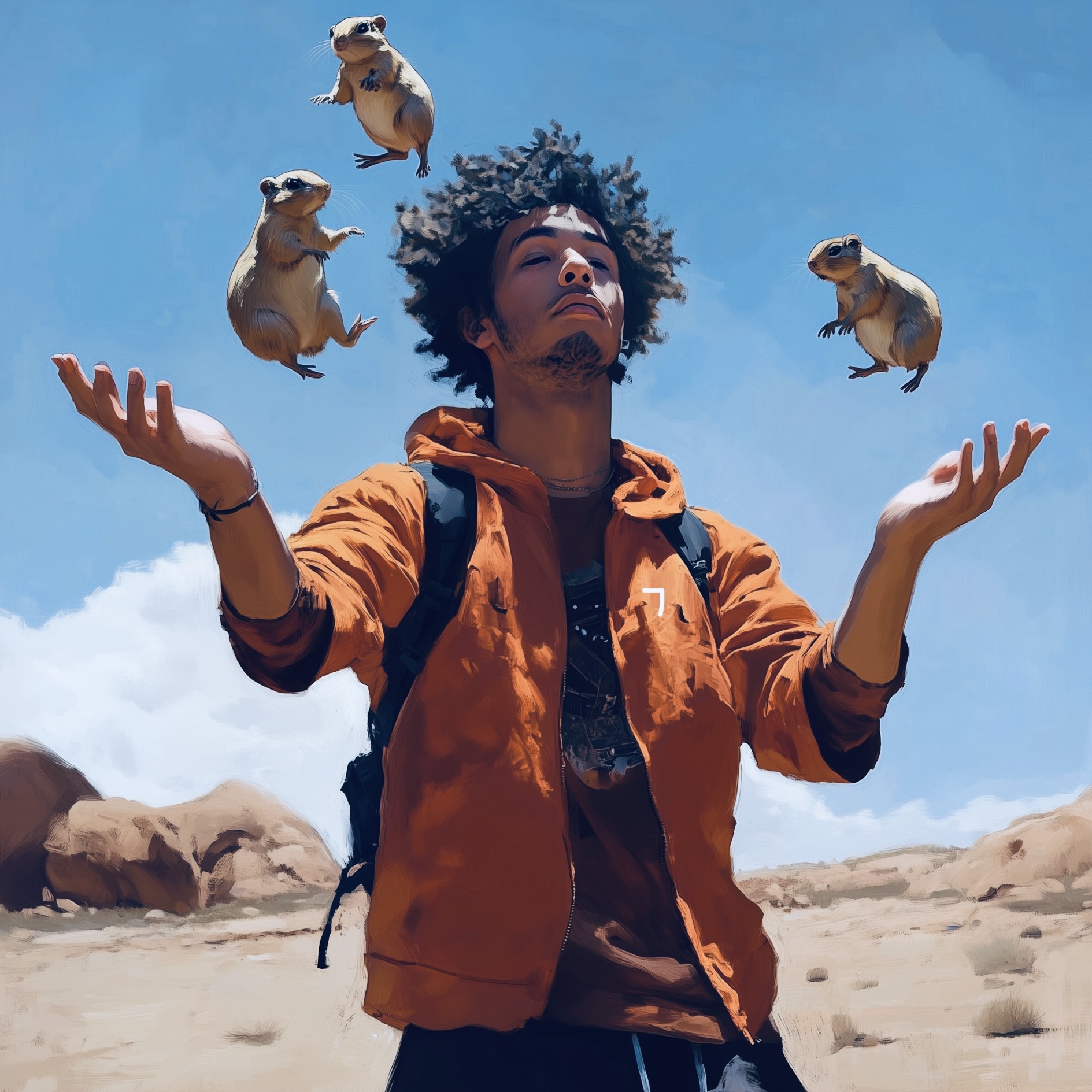 jiesong0_mixed_race_man_juggles_gophers_0fb8168c-da87-4233-b818-b471fc1df3be.jpeg
