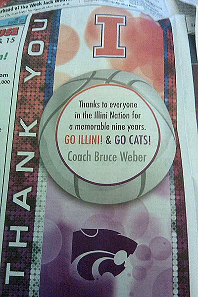 Bruce Weber's ad in the News-Gazette